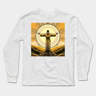 AI Saint Francis of Assisi as a Franciscan Tau Expressionist Effect 3 Long Sleeve T-Shirt